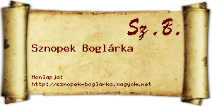 Sznopek Boglárka névjegykártya