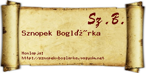 Sznopek Boglárka névjegykártya